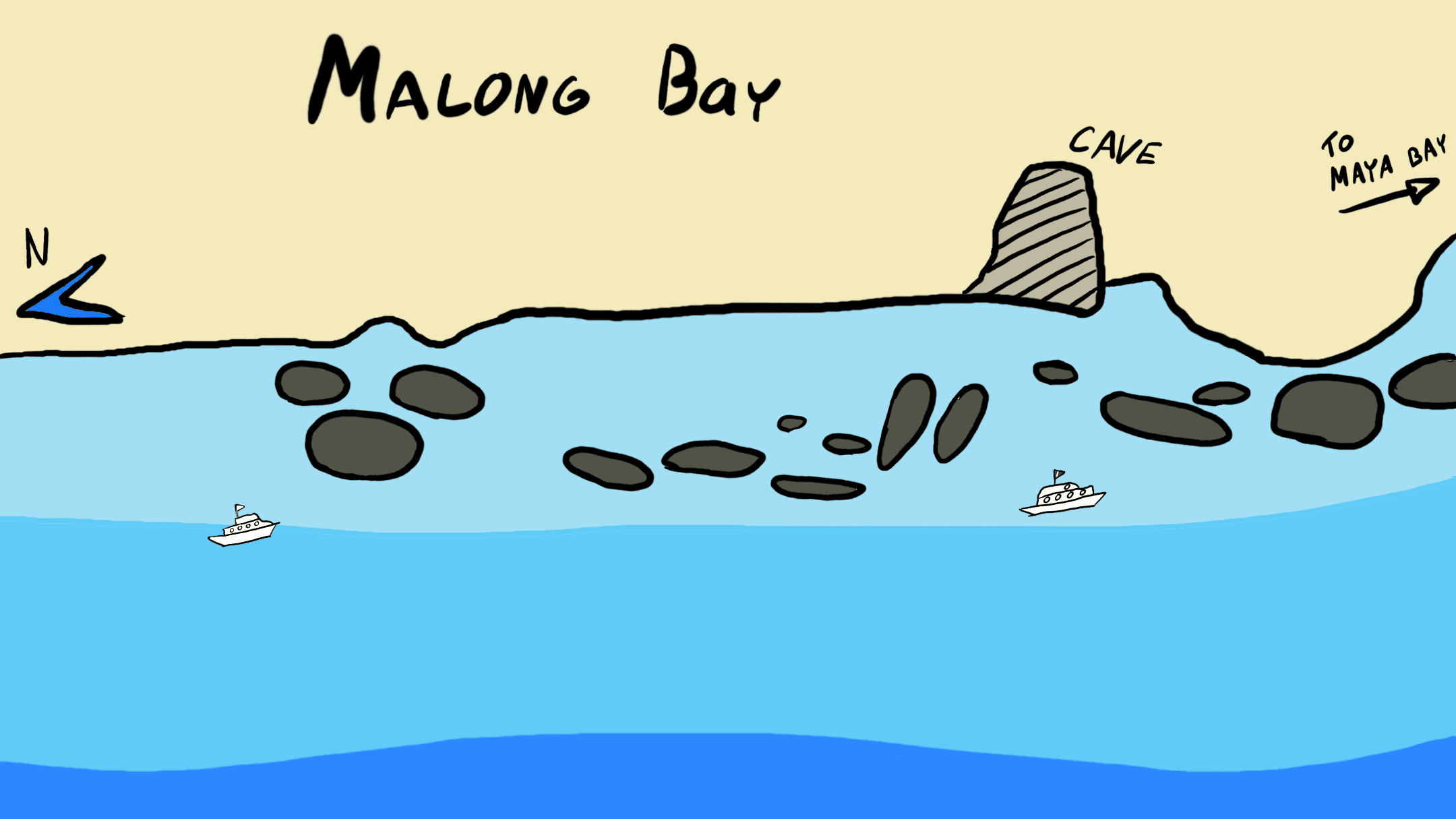 Cхема дайв-сайта Черепашья Скала (Turtle Rock)