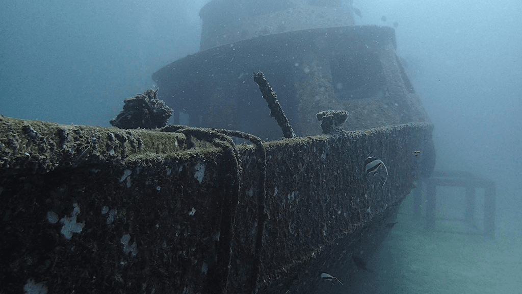 Затонувший корабль на глубине Затонувший корабль на глубине