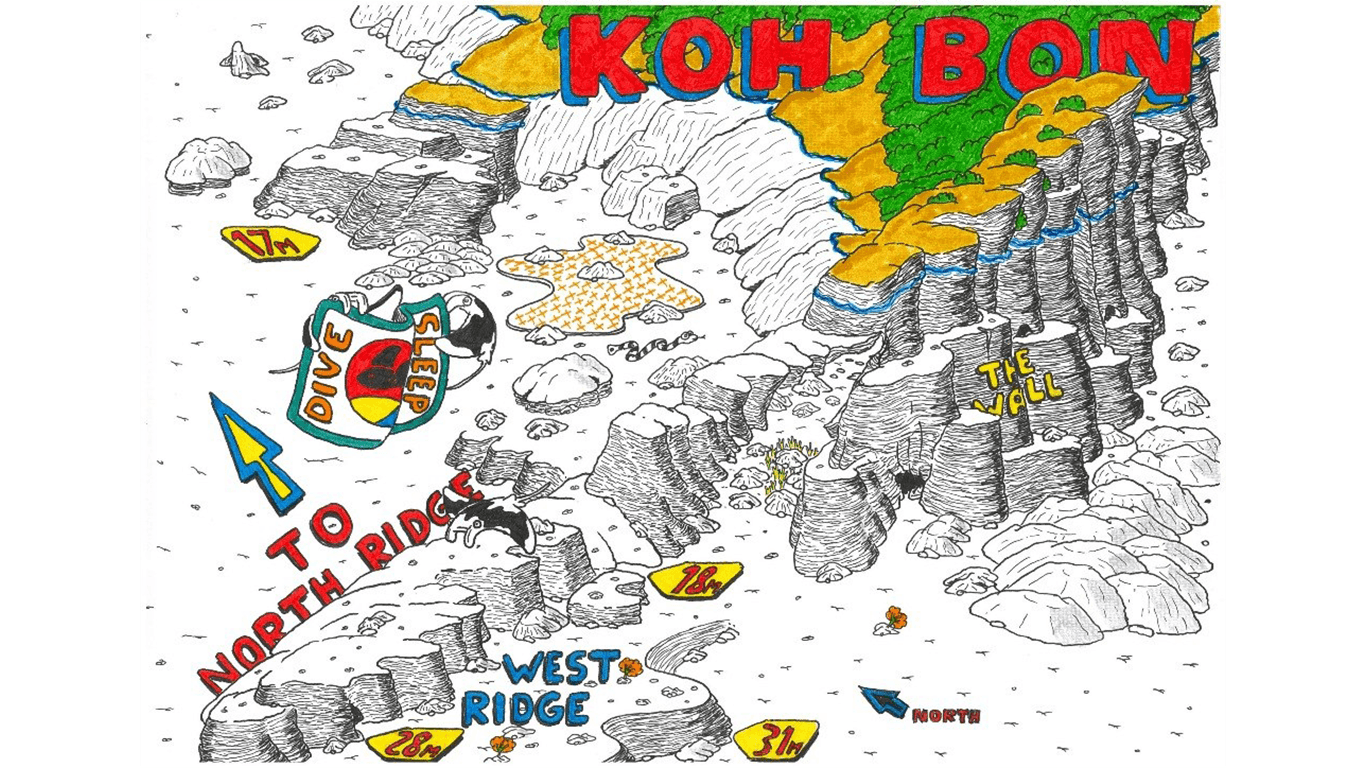 Схема острова Koh Bon Схема острова Koh Bon